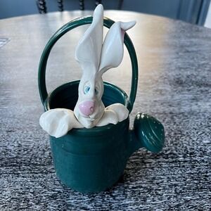 Michael‎ Ezell sculpture - adorable comical bunny in green watering can